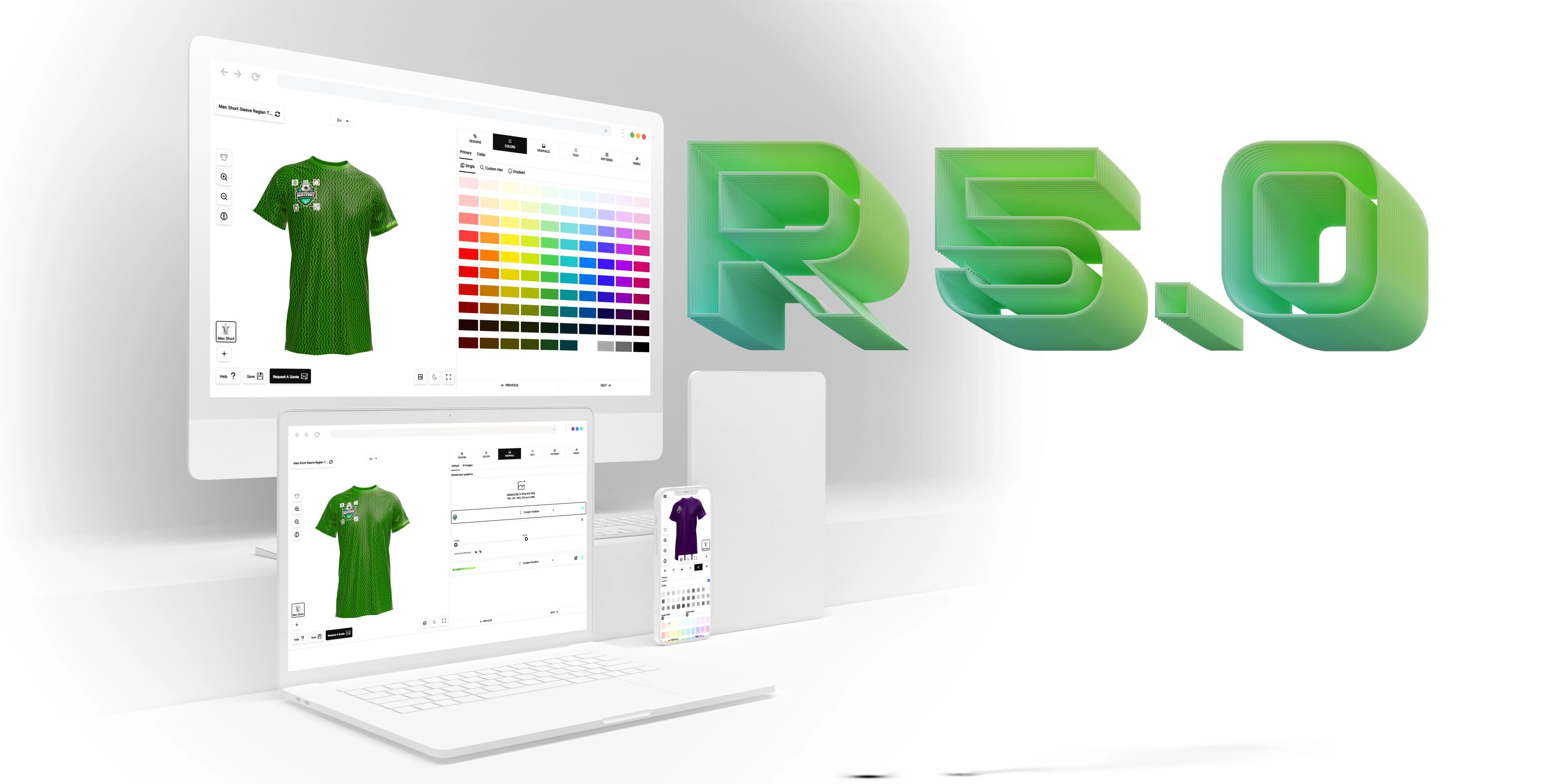 Konfiwear R5.0 — Custom Options, Analytics, Undo/Redo