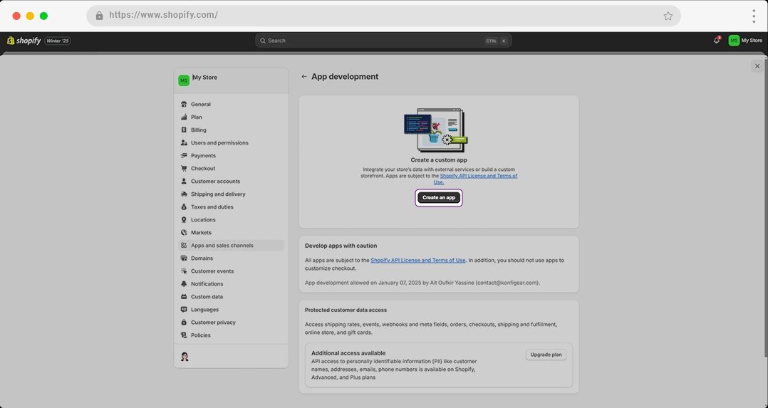 Create Shopify App